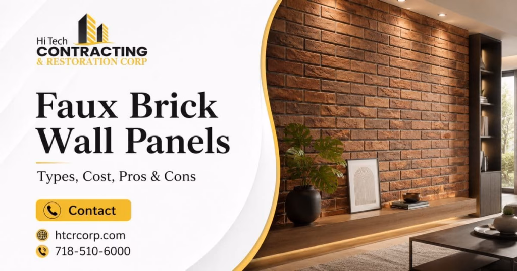 Faux brick wall panels with a realistic brick feature wall in a modern home interior