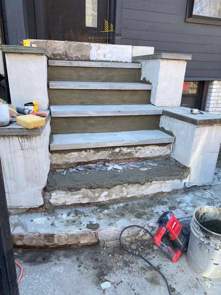 front steps resurfacing brooklyn ny with bluestone treads and waterproof masonry