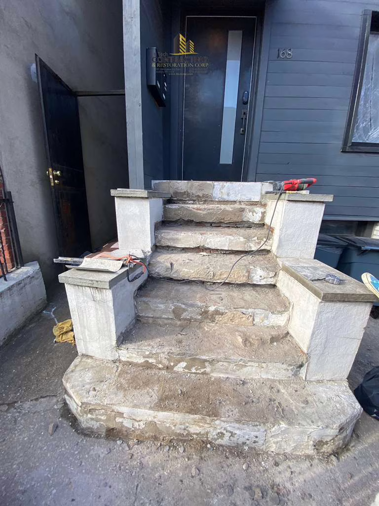 front steps resurfacing brooklyn ny with bluestone treads and waterproof masonry finish