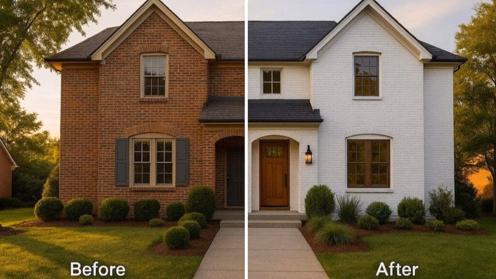 Professional brick masonry construction showing neatly aligned bricks and smooth mortar joints on a residential exterior