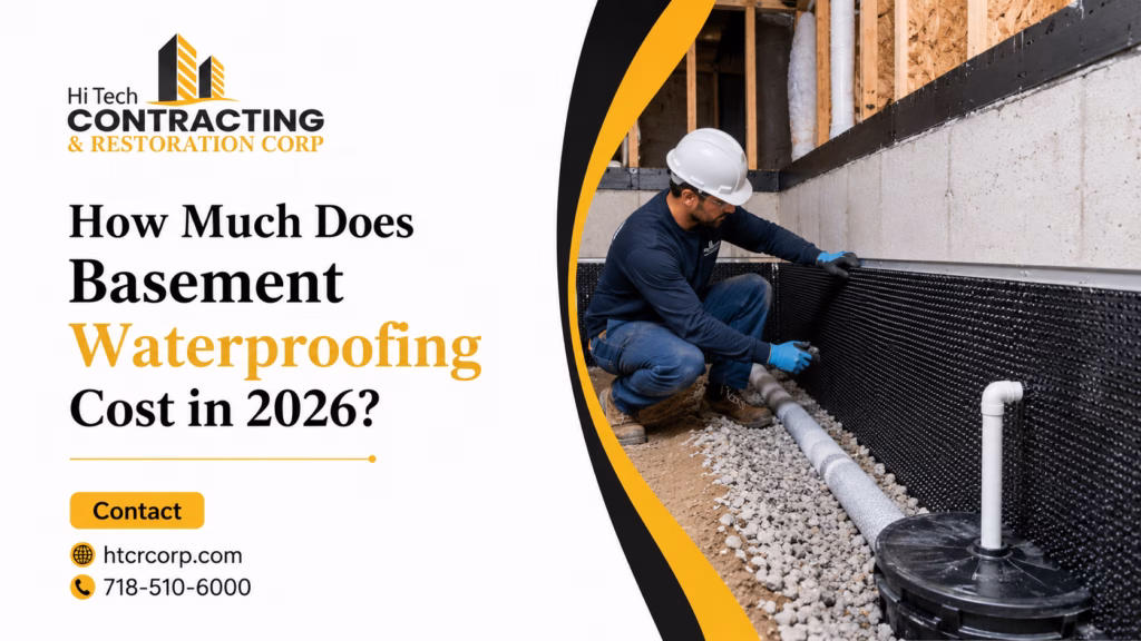 Professional basement waterproofing contractor inspecting foundation walls during a basement waterproofing cost assessment