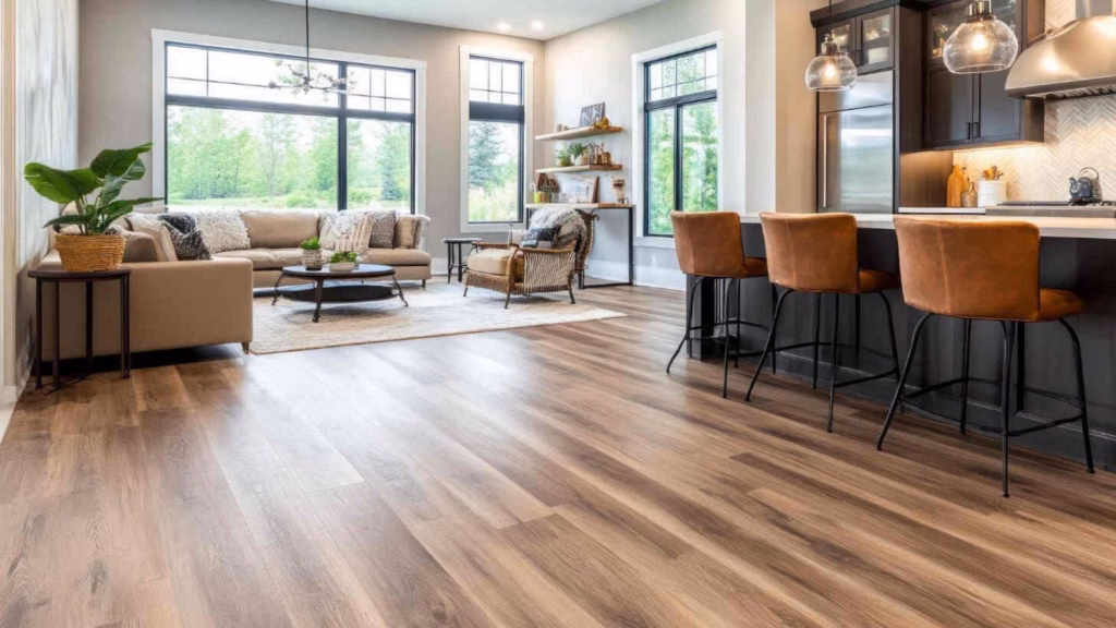 Hardwood flooring in a residential interior showcasing its natural beauty, durability, warmth, and timeless appearance