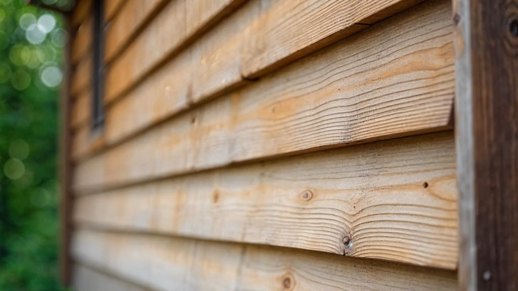 Cedar siding on a residential home exterior, highlighting the natural wood texture, warm appearance, and clean installation