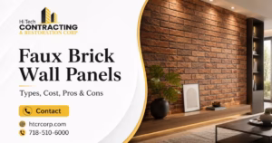 Faux brick wall panels with a realistic brick feature wall in a modern home interior