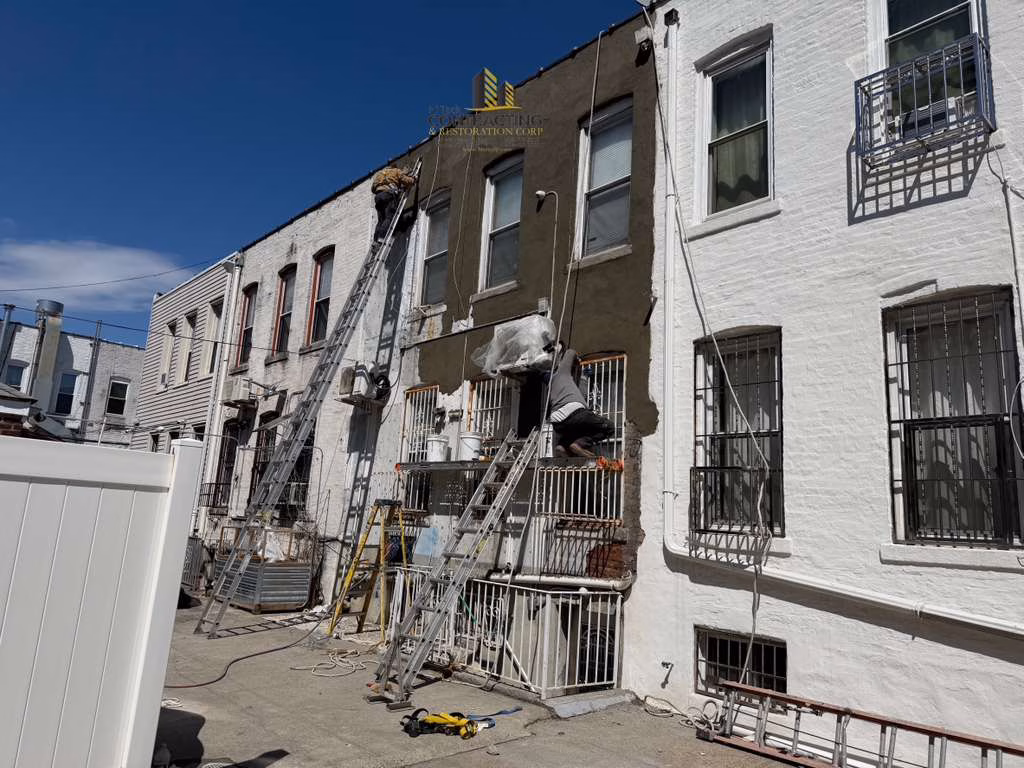 Stucco restoration Bensonhurst Brooklyn with masonry repair