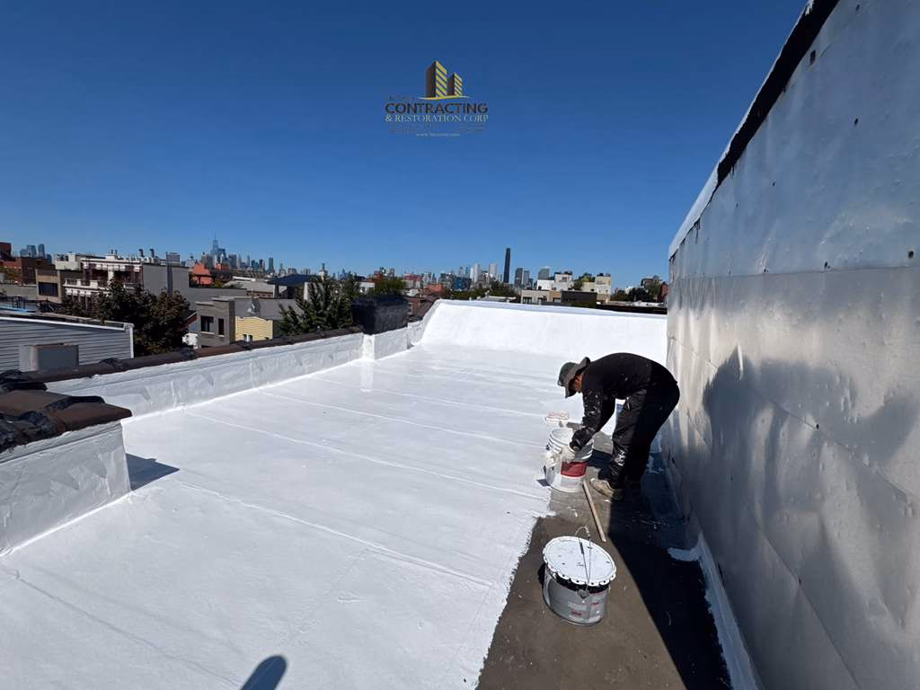 flat roof restoration downtown brooklyn with gaco liquid